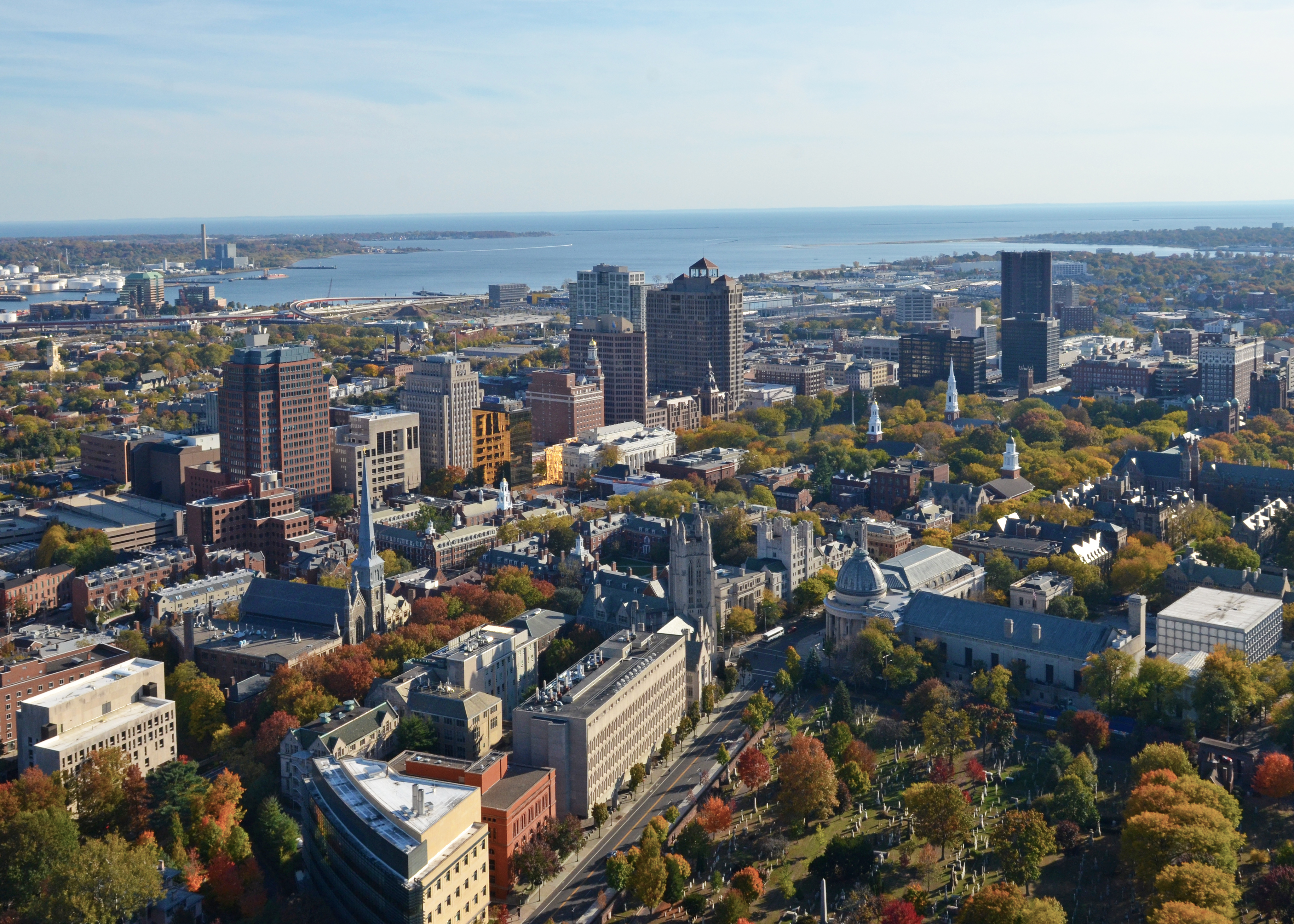 New Haven skyline with view of New Haven Harbor