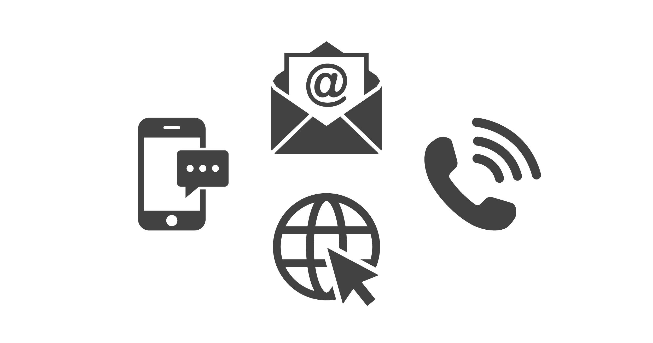 Email, call, text, and website icons