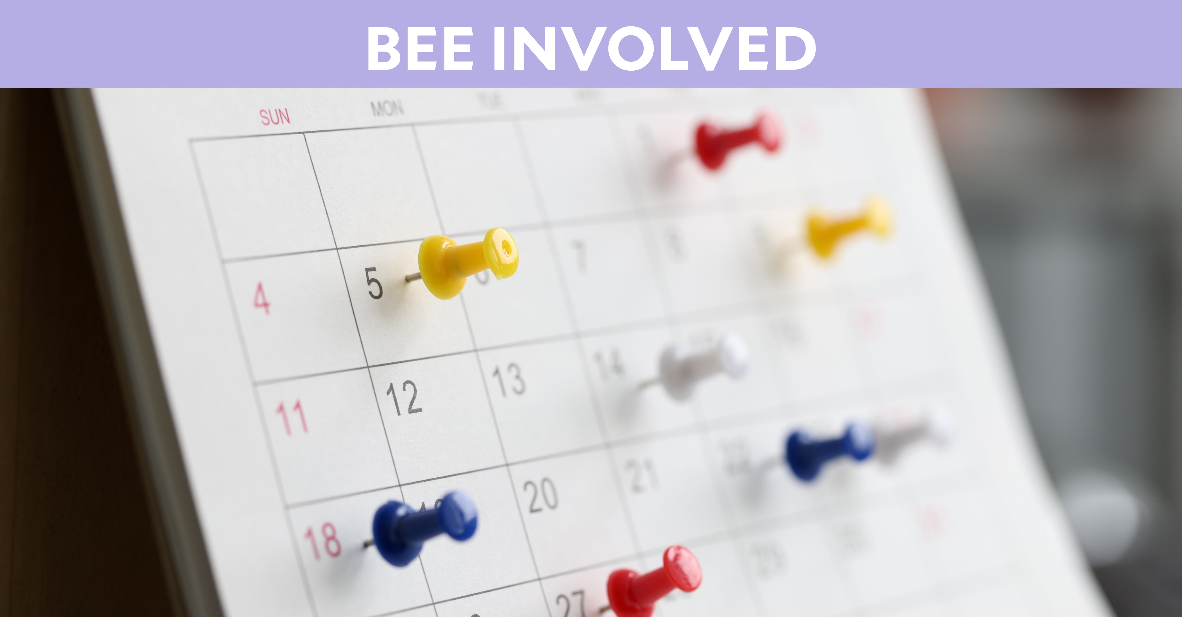 Bee Involved Hero: Calendar with push pins marking dates