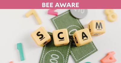 Scam spelled out with letter blocks