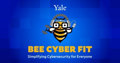 Bee Cyber Fit podcast logo (bee with headphones)