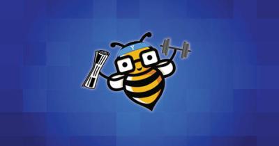Bee Cyber Fit bee holding a rolled up newsletter