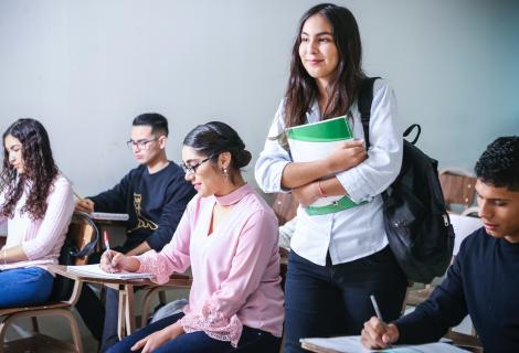 This is a picture of a student in class. Student data is classified as Moderate Risk Data and subject to FERPA.