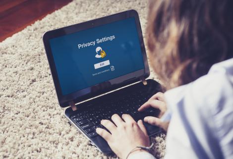 Laptop displaying privacy settings