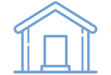 Safe at Home Icon: line drawing of house