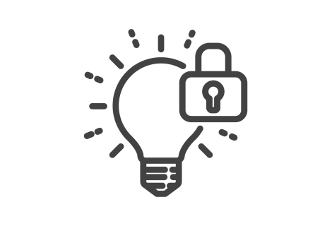 Icon depicting lightbulb and padlock